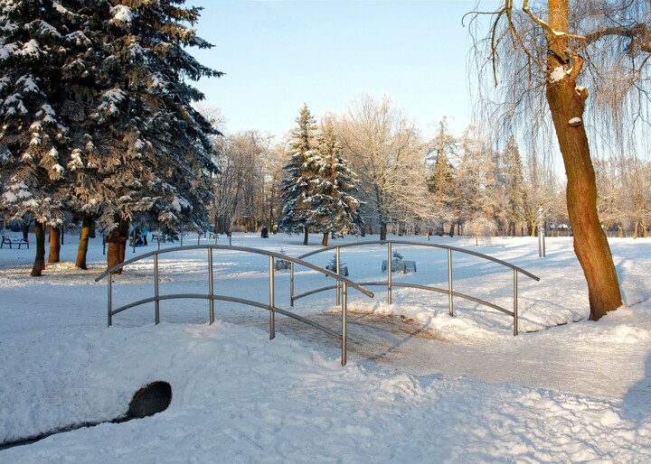 Park w śnieżnej szacie