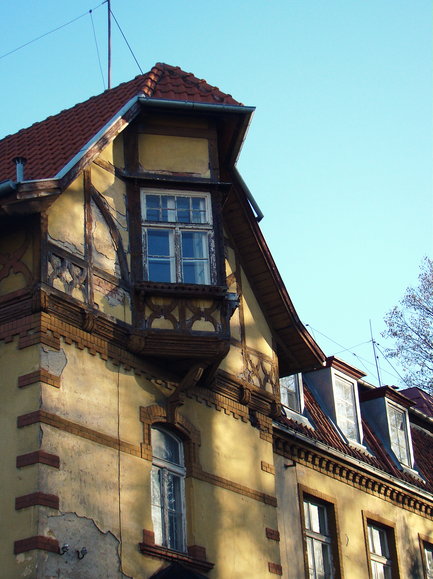 Fragment Budynku i zdobień ścian,Ul.Żeromskiego obecnie budynek Przychodni Lekarskiej dawniej: Hotelu Stadt Elbing-Miasto Elbląg, zbudowany w 1900