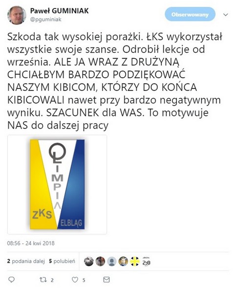 Elbląg, Kibice Olimpii na medal