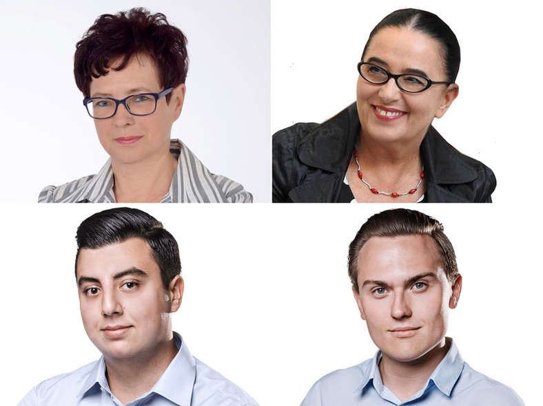 Kandydaci Koalicji z trzecich miejsc: Jolanta Smolińska, Bogumiła Salmonowicz, Grzegorz Ciszewski i Tomasz Budziński Kandydaci Koalicji z trzecich miejsc: Jolanta Smolińska, Bogumiła Salmonowicz, Grzegorz Ciszewski i Tomasz Budziński