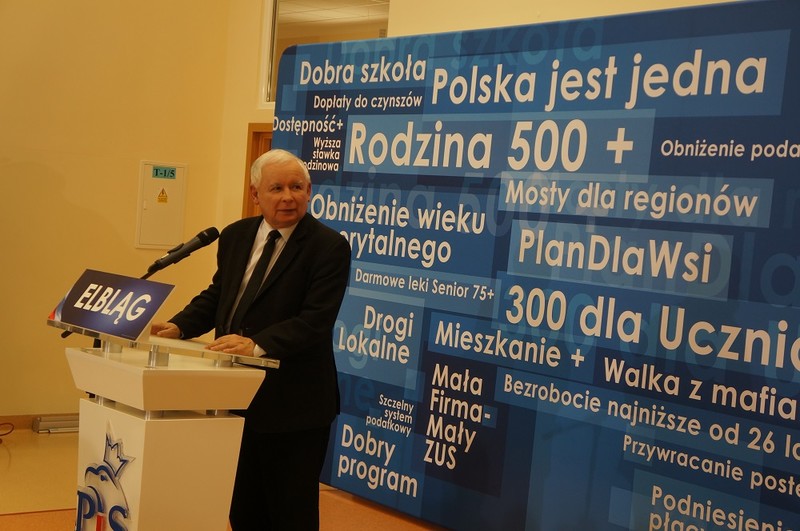 Elbląg, Jarosław Kaczyński spotkał się z wyborcami w siedzibie EUH-E przy ul. Lotniczej (for. RG)