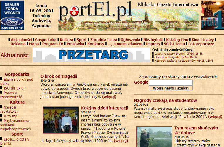 Elbląg, portEl w 2001 roku