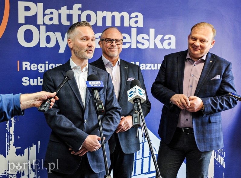 Elbląg, Jarosław Wałęsa, Jacek Protas i Michał Missan spotkali się dzisiaj z dziennikarzami
