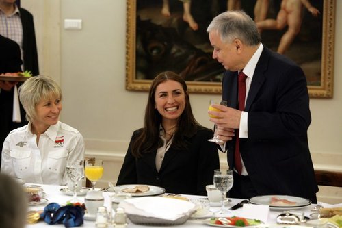 Elbląg, Ewa Białkowska podczas śniadania w Pałacu Prezydenckim