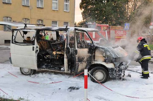 Elbląg, Spłonął bus na skrzyżowaniu