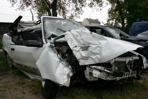 Elbląg, Renault cabrio, prowadzone przez 24-latka uderzyło w drzewo