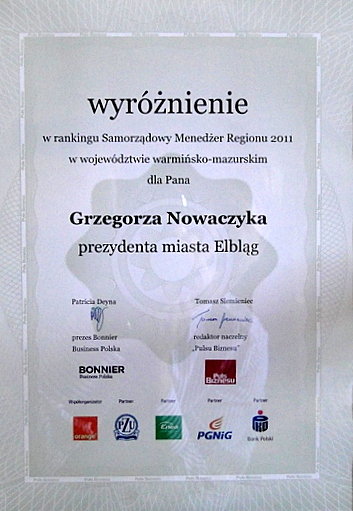 Elbląg, Wyróżnienie dla Elbląga Elbląg, Wyróżnienie dla Elbląga