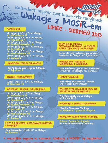 Elbląg, Wakacje 2013 z MOSiR-em Elbląg, Wakacje 2013 z MOSiR-em