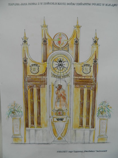 Elbląg, Projekt kaplicy Bł. Jana Pawła II zakłada, że będzie miała ona ponad 7,5 metra (wizualizacja projektu Z. Tadrowskiego,