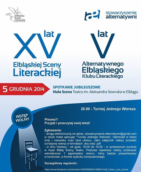 Elbląg, Zaprezentuj się w Turnieju Jednego Wiersza Elbląg, Zaprezentuj się w Turnieju Jednego Wiersza
