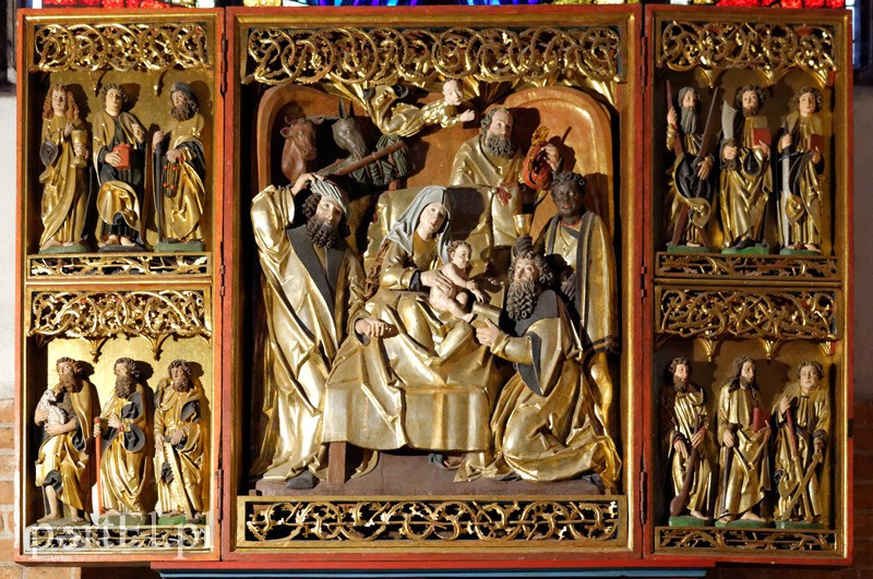Elbląg, "Pokłon Trzech Króli" na późnogotyckim ołtarzu elbląskiej Katedry,