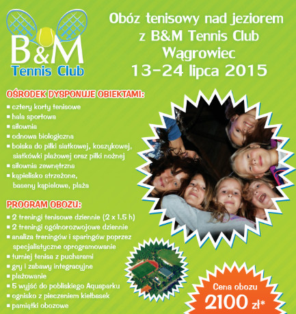 Elbląg, Obóz tenisowy nad jeziorem z B&M Tennis Club Elbląg, Obóz tenisowy nad jeziorem z B&M Tennis Club