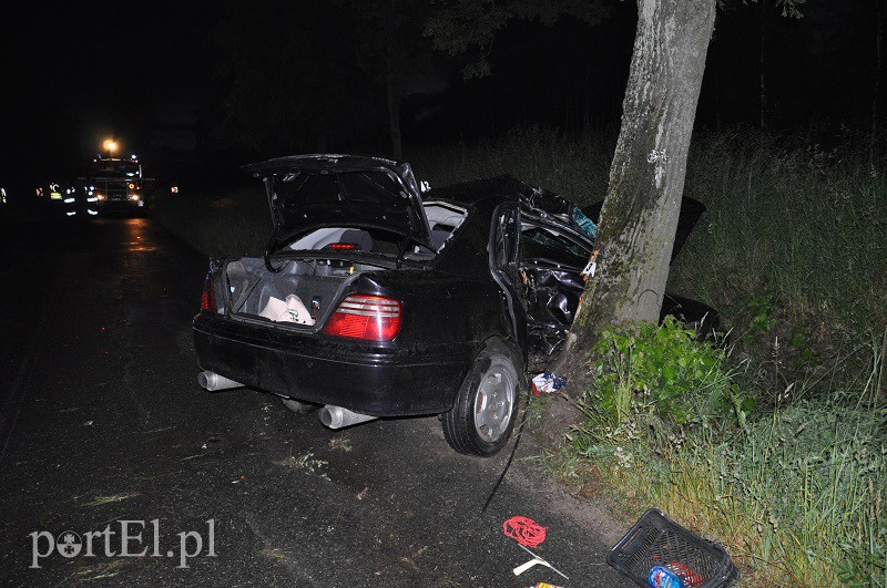 Elbląg, W Cieszętach honda uderzyła w drzewo, pasażerka w stanie ciężkim jest w szpitalu