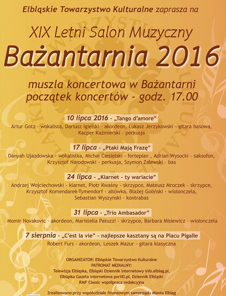 Elbląg, XIX Letni Salon Muzyczny Bażantarnia 2016 Elbląg, XIX Letni Salon Muzyczny Bażantarnia 2016