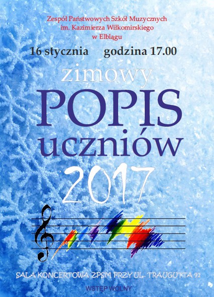 Elbląg, Zimowy popis w szkole muzycznej