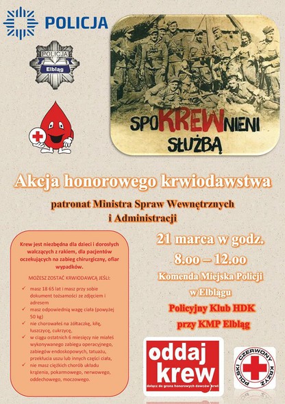 Elbląg, Zbiórka krwi w komendzie – „Spokrewnieni służbą”