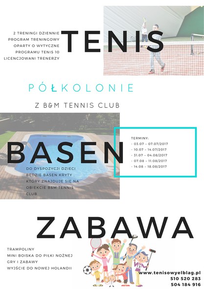 Elbląg, Letnie półkolonie z tenisem