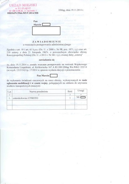 Takie pismo otrzymał z urzędu nasz czytelnik (fot. czytelnik)