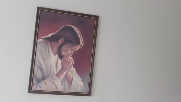 Elbląg Witam! Piekny obraz, ,Jezus modlący się. Wielkosc 55cm×75cm. Pasuje do wnętrz nowoczesnych jak i
