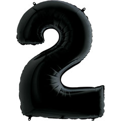 Balon Foliowy Cyfra "2" Czarna 102 cm Balon Foliowy Cyfra "2" Czarna 102 cm