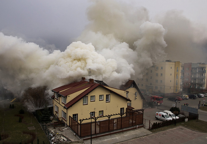 pożar przy Żyrardowskiej.  (Marzec 2013)