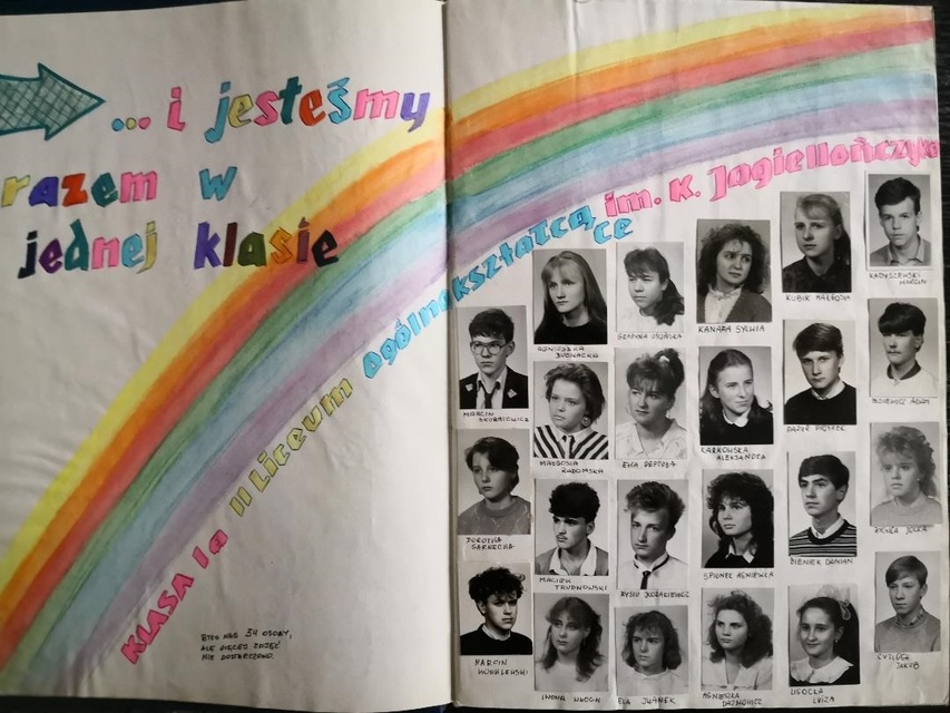Zdjęcia z klasowej kroniki uczniów klasy I A - 1987 r.