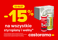 15% rabatu na wełny i styropiany w Castoramie tylko do 16 lipca