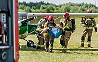 Awaria i pożar samolotu. Ćwiczenia na lotnisku
