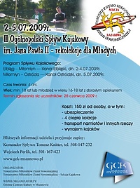 II Spływ Kajakowy im. Jana Pawła II