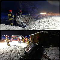 Samochód dachował. Kierowcy, noga z gazu!