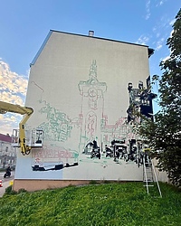 Mural na rocznicę tramwajów