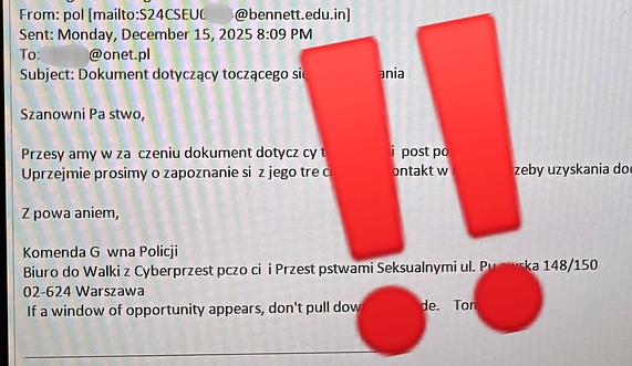 Uważaj. To nie policja wysyła takie maile...