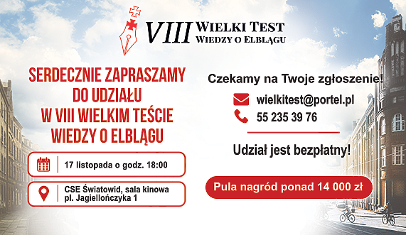 Zapraszamy na VIII Wielki Test Wiedzy o Elblągu. Pula nagród ponad 14 tys. zł!