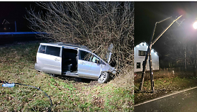 Pijany kierowca uderzył mazdą w słup