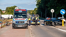 Potrącenie rowerzysty przy parku Kajki
