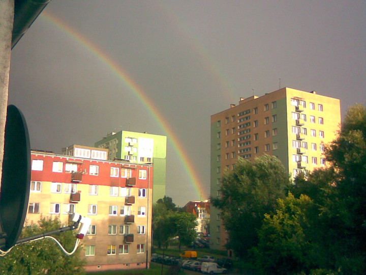 Podwójna tęcza nad osiedlem Władysława IV (po ostatnich opadach deszczu)