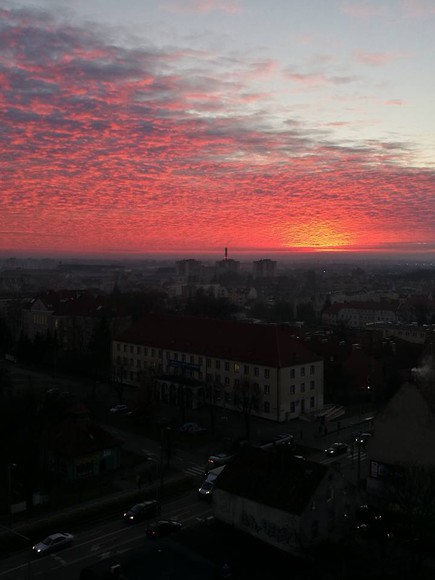 Zachód słońca nad Elblągiem.