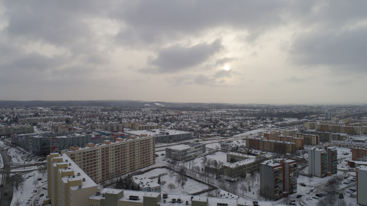 Widok zimowego Elbląga