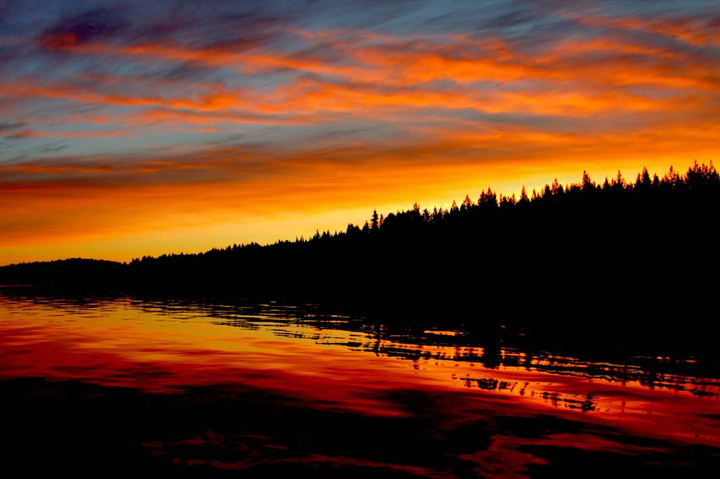 Zachód słońca nad Kemijoki. (Sierpień 2010)