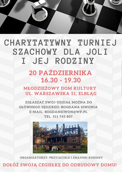 Elbląg, Zagrają w szachy dla rodziny Urbankiewiczów Elbląg, Zagrają w szachy dla rodziny Urbankiewiczów