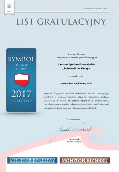 Elbląg, Światowid z tytułem Symbolu 2017 w kategorii Polskiej Kultury