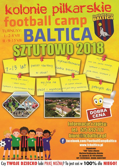 Elbląg, Kolonie Football Camp Baltica Sztutowo 2018