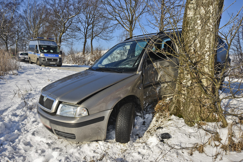 Elbląg, Skodą uderzył w drzewo Elbląg, Skodą uderzył w drzewo