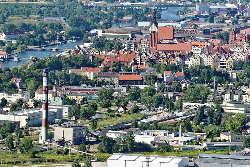 Elbląg, Widok na miasto od strony ciepłowni EPEC przy ul. Dojazdowej