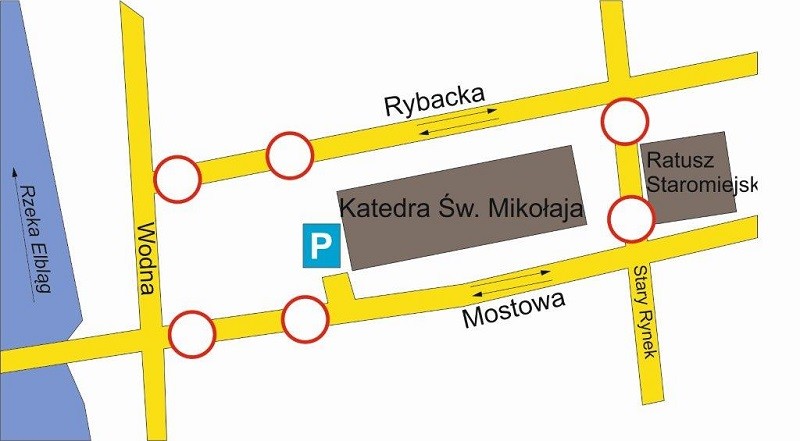 Elbląg, Stare Miasto - zmiany organizacji ruchu Elbląg, Stare Miasto - zmiany organizacji ruchu