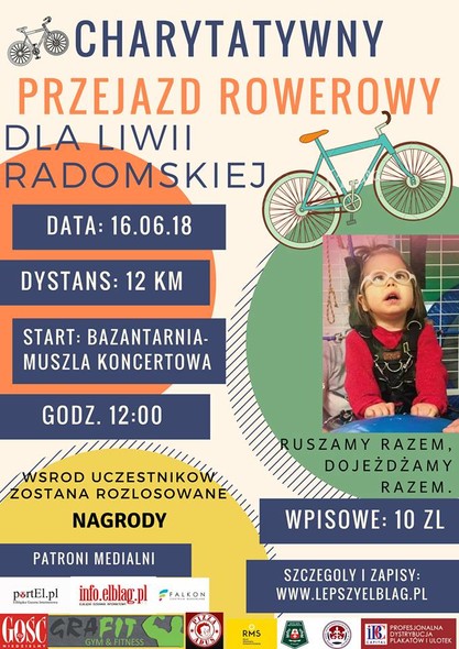 Elbląg, Pomóż małej Liwii. Weź udział w przejeździe rowerowym Elbląg, Pomóż małej Liwii. Weź udział w przejeździe rowerowym