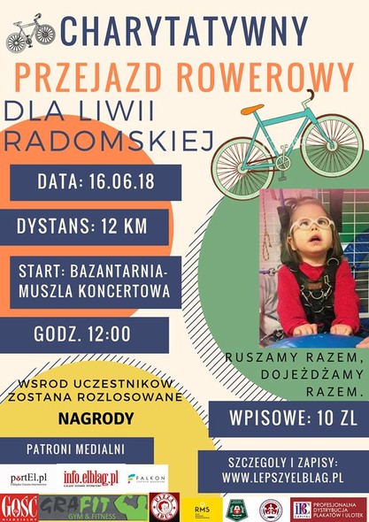 Elbląg, Pomóż małej Liwii. Weź udział w przejeździe rowerowym