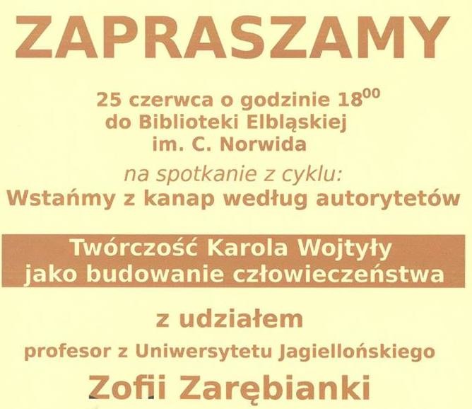 Elbląg, Spotkanie z Zofią Zarębianką