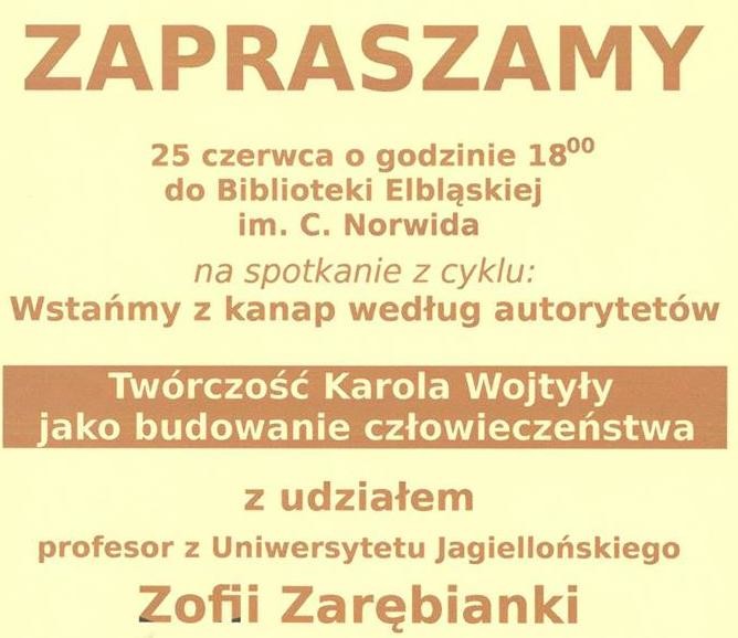 Elbląg, Spotkanie z Zofią Zarębianką Elbląg, Spotkanie z Zofią Zarębianką