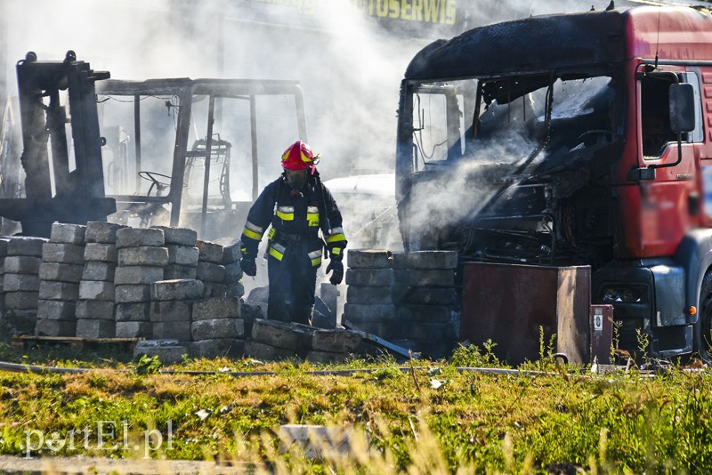 Elbląg, Pożar ciężarówki tuż pod warsztatem w Kazimierzowie